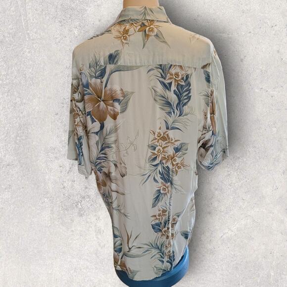 Campia Moda Mens Hawaiian Tropical Floral Camp Shirt M Pocket Short Sleeve - Picture 2 of 6